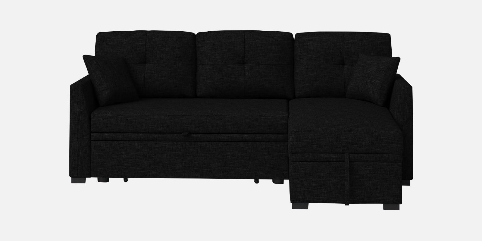 Jody Fabric 3 Seater Pull Out Sofa Cum Bed In Zed Black Colour