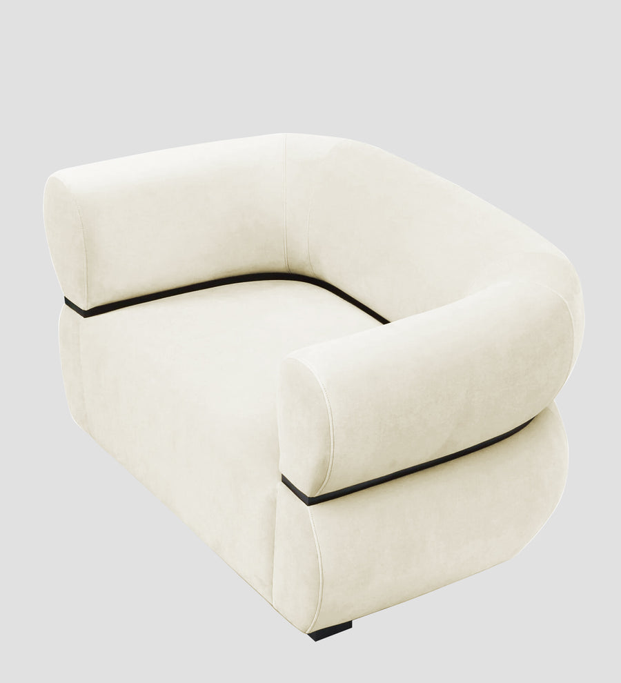 Kula Velvet 1 Seater Sofa In Warm White Colour - Febonic Living