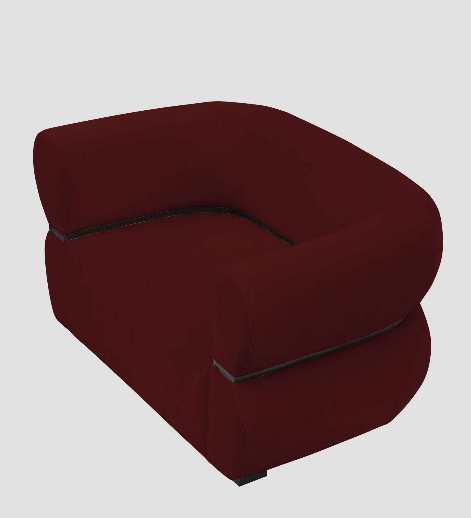 Kula Velvet 1 Seater Sofa In Blood Maroon Colour