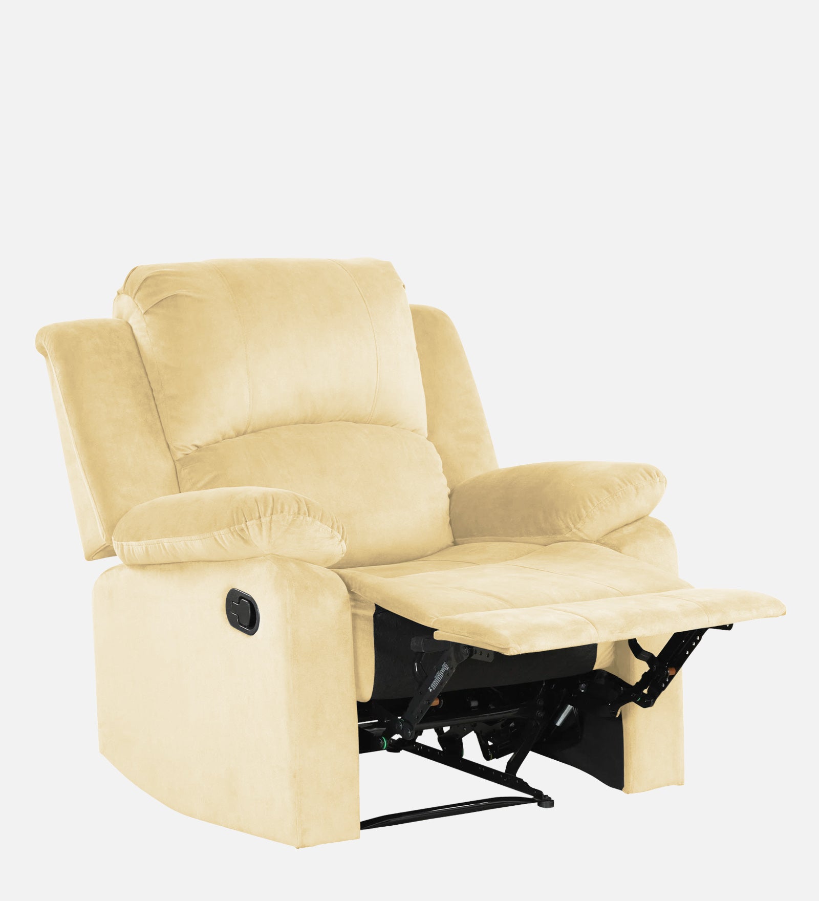 Henry Velvet Manual 1 Seater Recliner In Sandy Beige Colour