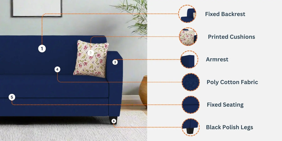 Gozi Fabric 2 Seater Sofa In Ivory Cream Colour - Febonic Living