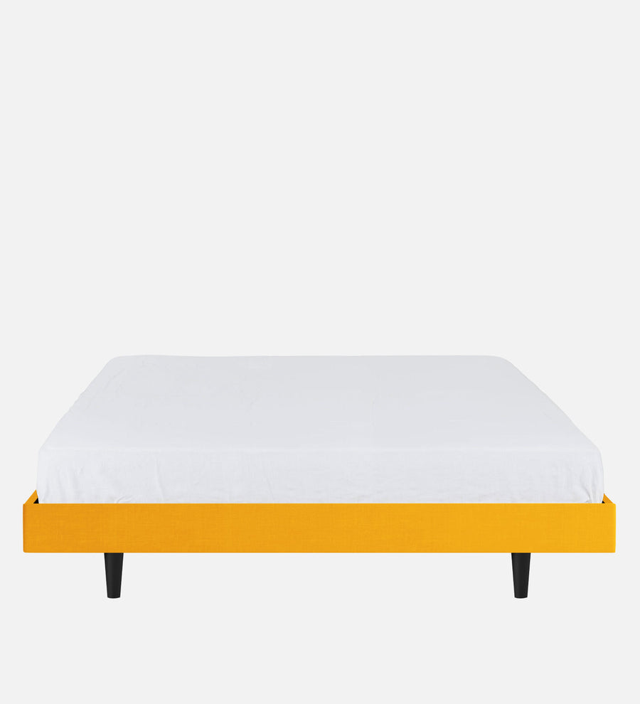 Basi Fabric Upholstered King Size Bed In Bold Yellow Colour - Febonic Living
