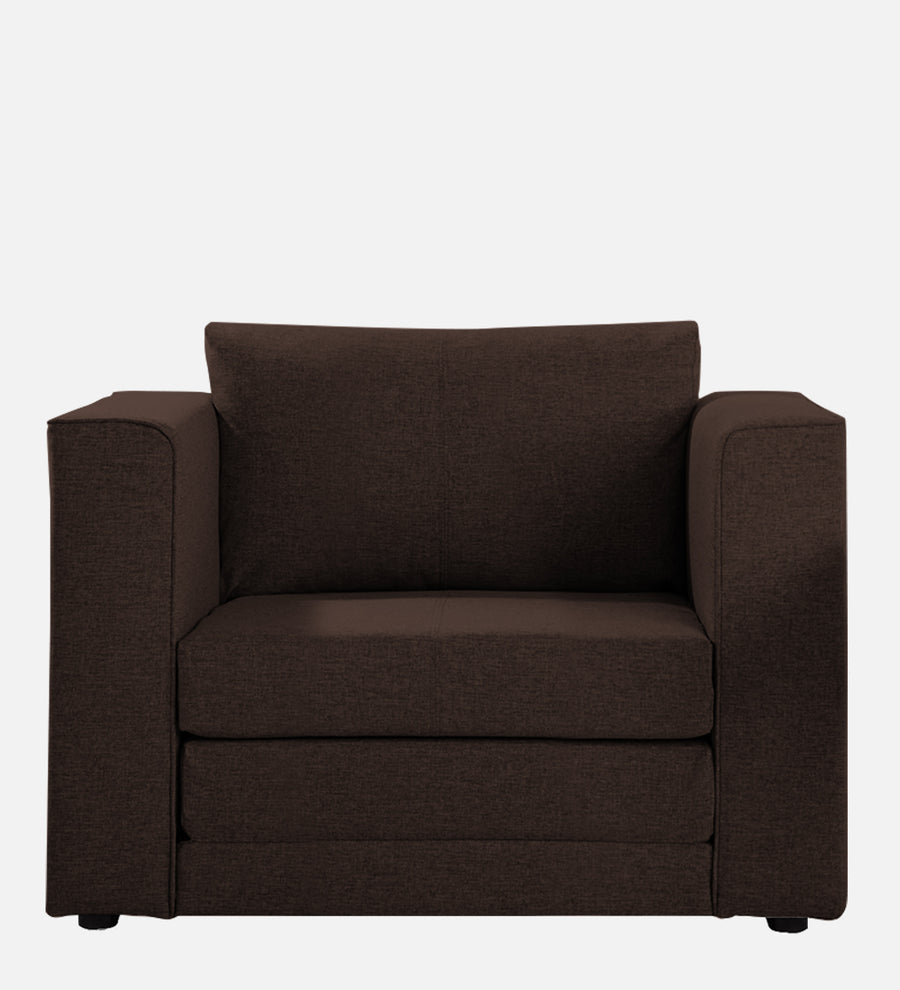Kenia Fabric 1 Seater Foldable Sofa Cum Bed In Coffee Brown Colour - Febonic Living