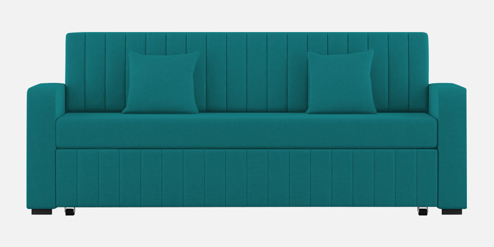 Calra Fabric 3 Seater Pull Out Sofa Cum Bed In Sea Green Colour