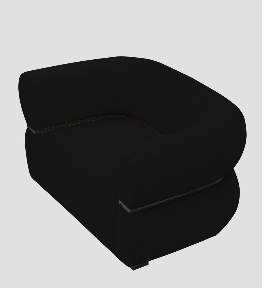 Kula Velvet 1 Seater Sofa In Adam Black Colour - Febonic Living