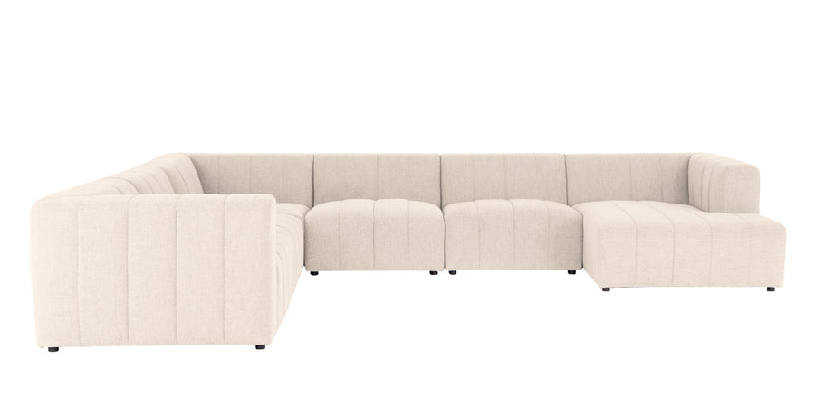 Damo Fabric Lhs 8 Seater Corner Sofa In Ivory Beige Colour - Febonic Living