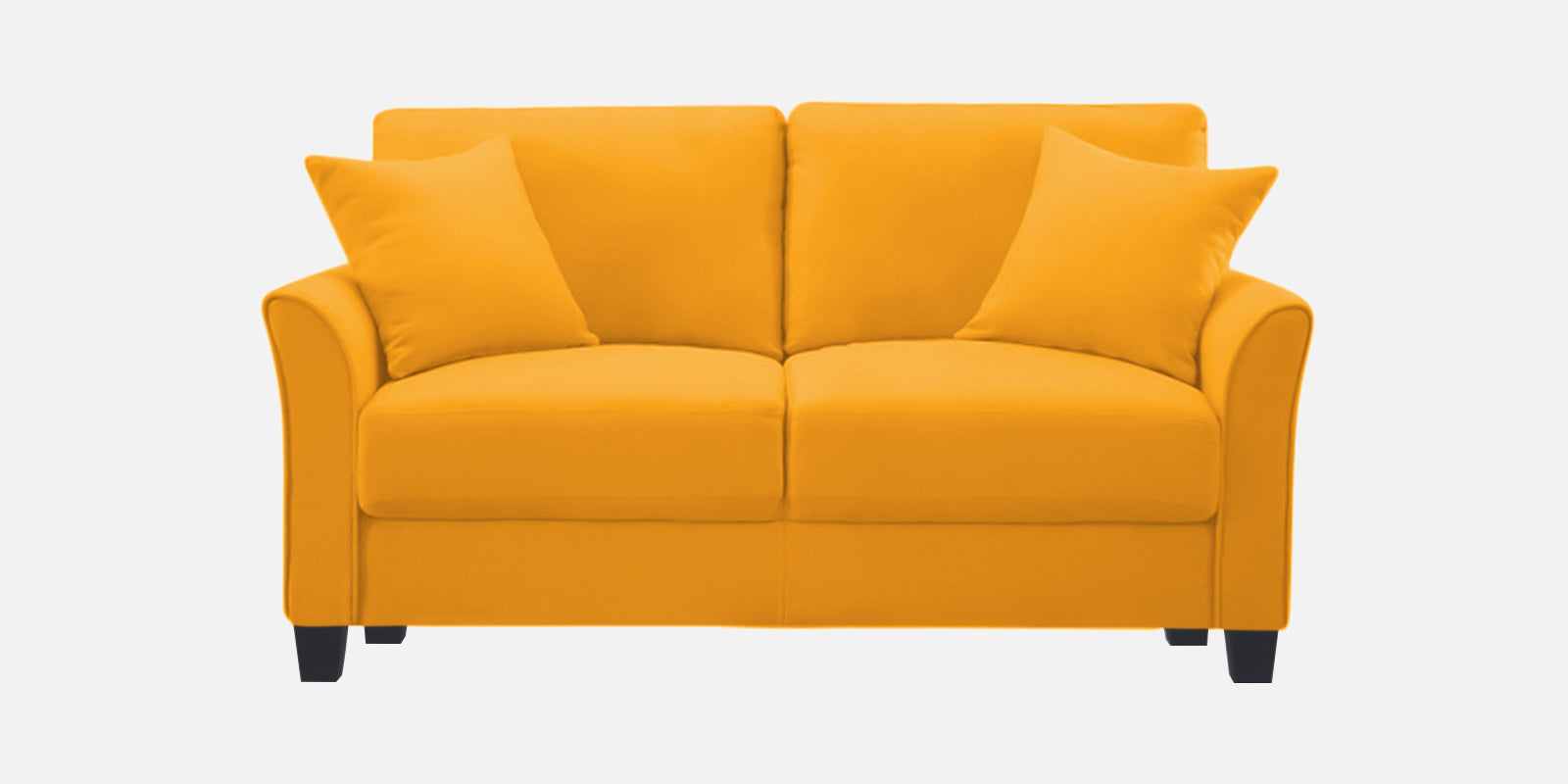 Daroo Velvet 2 Seater Sofa In Safforn Yellow Colour