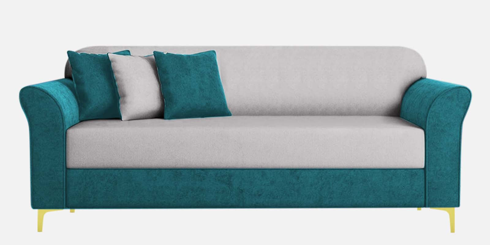 Jordan Velvet 3 Seater Sofa in PineGreen-Concreate Grey Colour