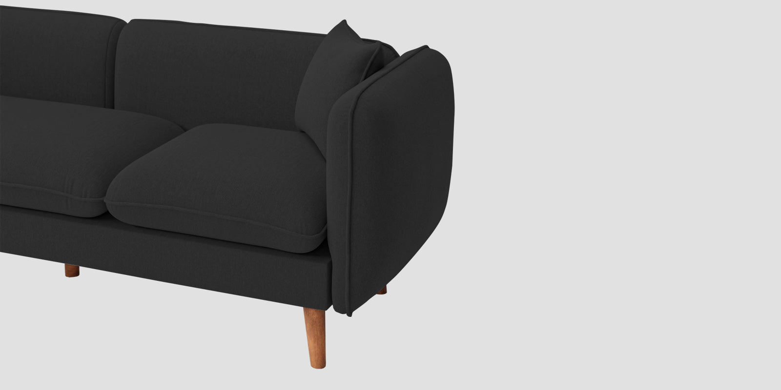Reva Fabric 3 Seater Sofa In Bitter Black Colour - Febonic Living