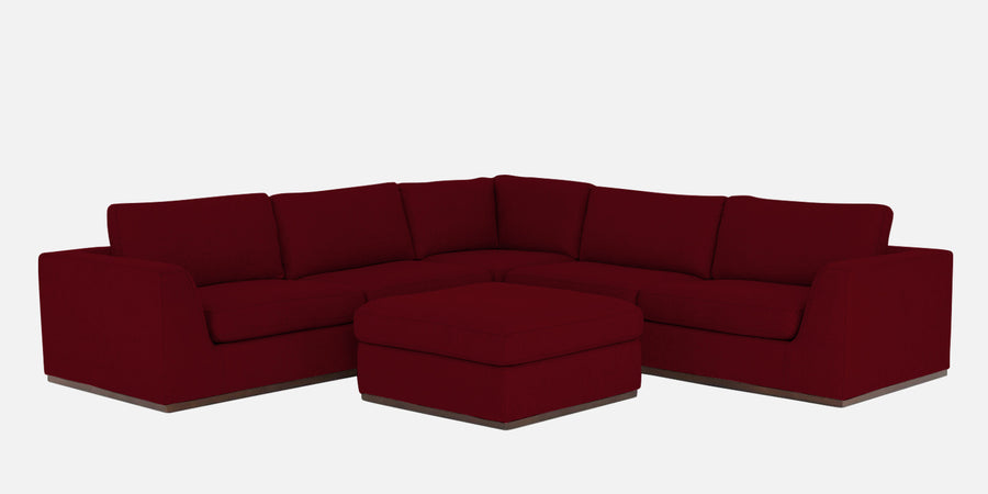 Freedom Velvet 6 Seater Rhs Corner Sofa In Cherry Red Colour With Ottoman - Febonic Living