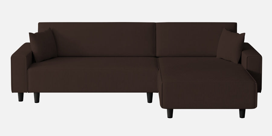 Peach Fabric Lhs 6 Seater Sofa Cum Bed With Storage In Coffee Brown Colour - Febonic Living