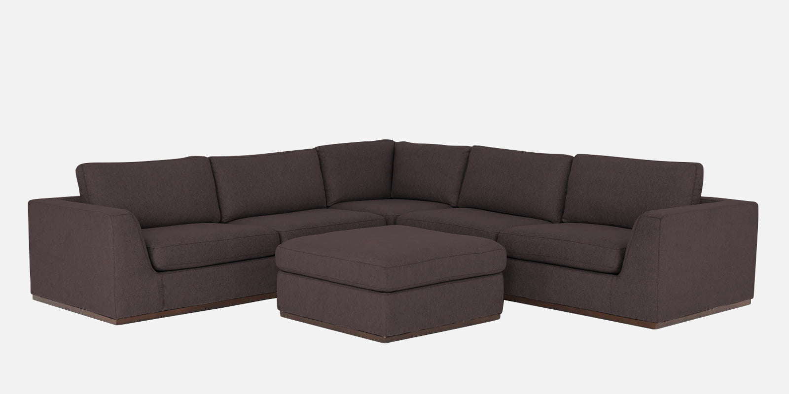 Freedom Velvet 6 Seater LHS Sectional Sofa In Mocha Brown Colour With Ottoman