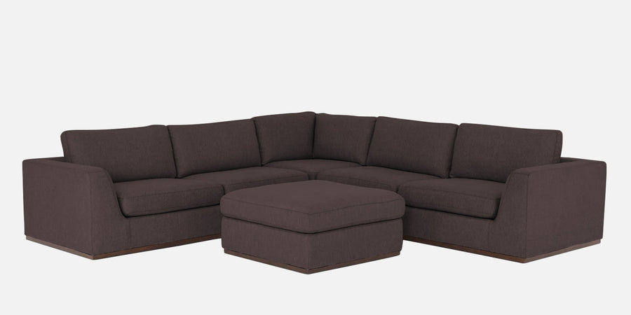 Freedom Velvet 6 Seater Lhs Corner Sofa In Mocha Brown Colour With Ottoman - Febonic Living
