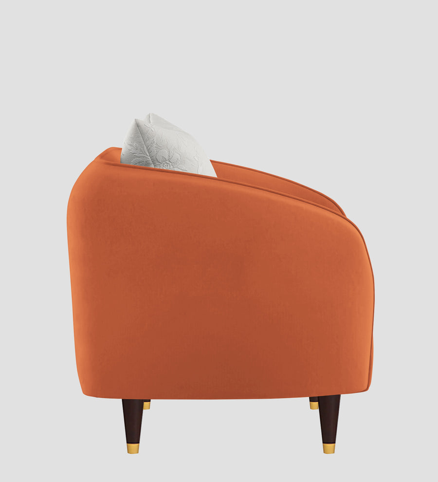 Hairo Velvet 1 Seater Sofa In Yam Orange Colour - Febonic Living