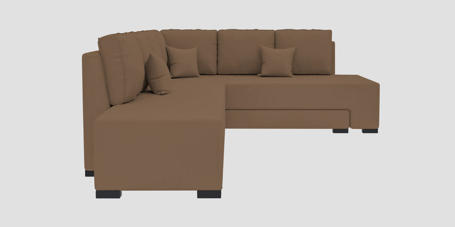 Corby Velvet Rhs 6 Seater Convertible Sofa Cum Bed In Mocha Mouse Colour - Febonic Living