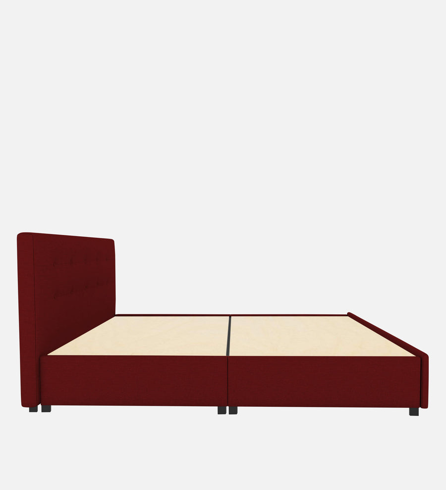 Lido Fabric Upholstered Queen Size Bed In Blood Maroon Colour With Drawer Storage - Febonic Living