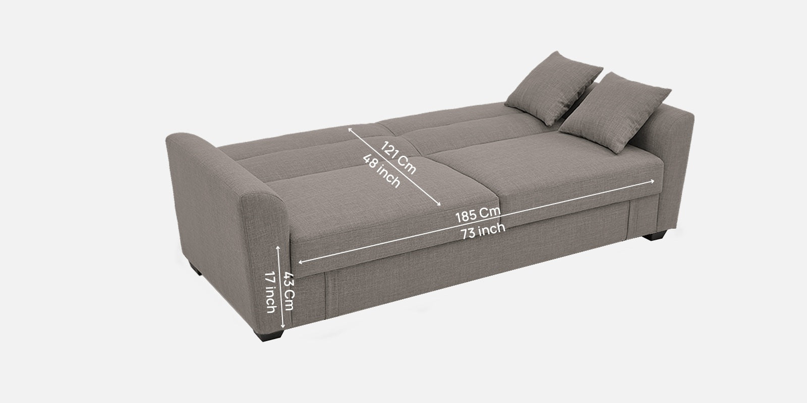 Bony Fabric 3 Seater Convertable Sofa Cum Bed In Strom grey Colour