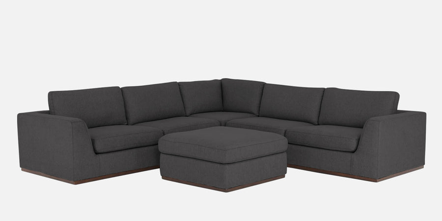 Freedom Velvet 6 Seater Rhs Corner Sofa In Davy Grey Colour With Ottoman - Febonic Living
