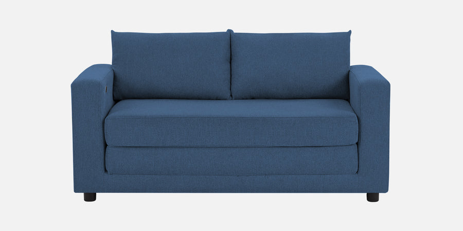 Roman Fabric 3 Seater Foldable Sofa Cum Bed In Light Blue Colour With Usb Port - Febonic Living