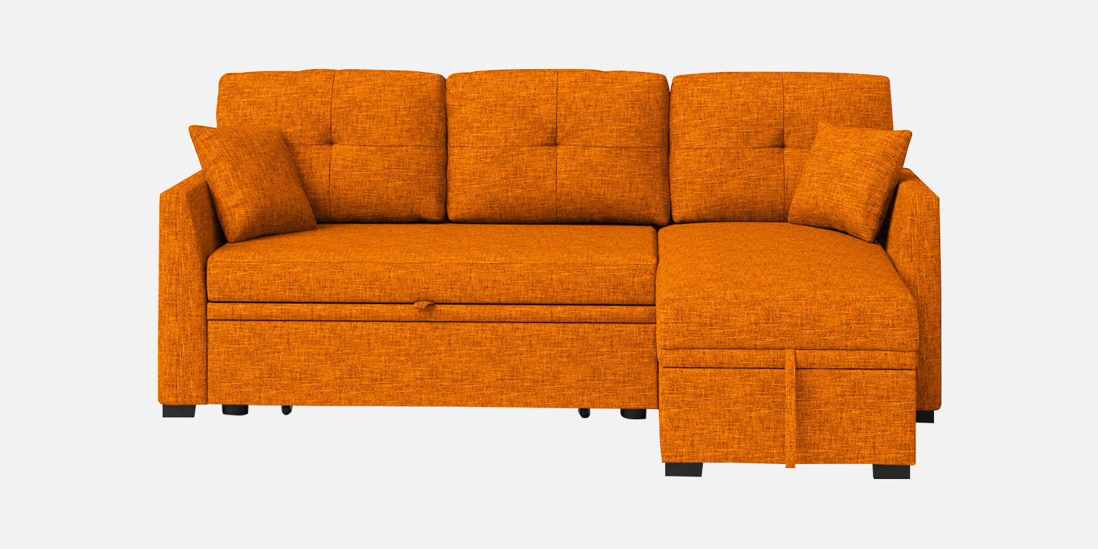 Jody Fabric 3 Seater Pull Out Sofa Cum Bed In Vivid Orange Colour