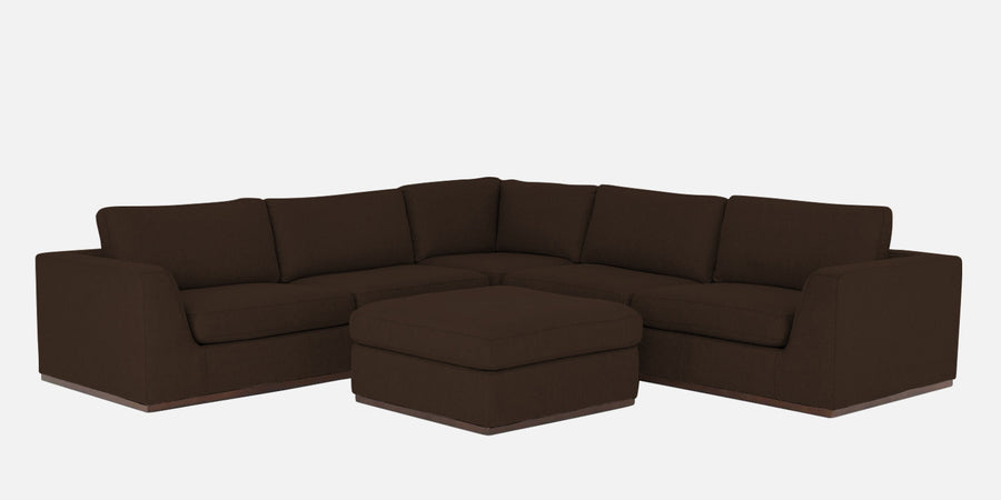 Freedom Velvet 6 Seater Lhs Corner Sofa In Cholocate Brown Colour With Ottoman - Febonic Living