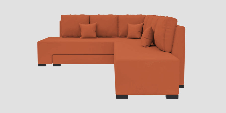 Corby Velvet Lhs 6 Seater Convertible Sofa Cum Bed In Yam Orange Colour - Febonic Living