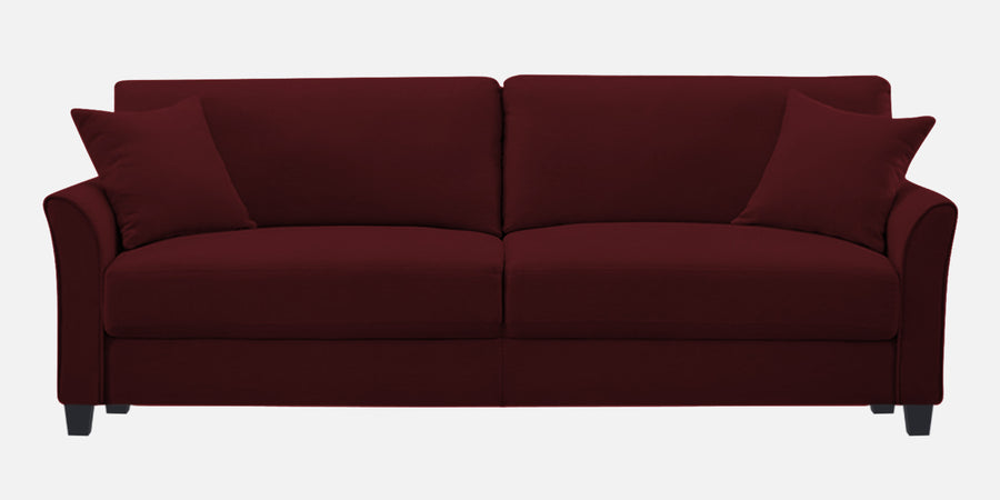 Daroo Velvet 3 Seater Sofa In Blood Maroon Colour - Febonic Living