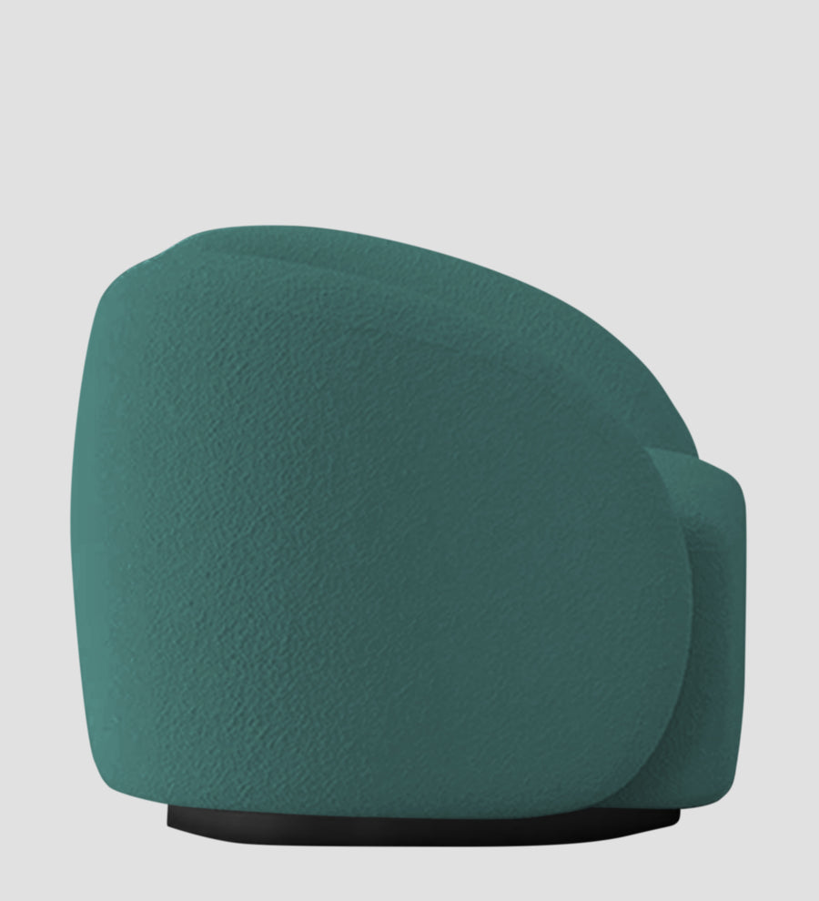 Miles Boucle Fabric Swivel Chair In Bark Green Colour - Febonic Living