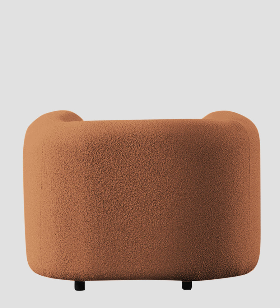 Corny Boucle Fabric 1 Seater Sofa In Light Orange Colour - Febonic Living