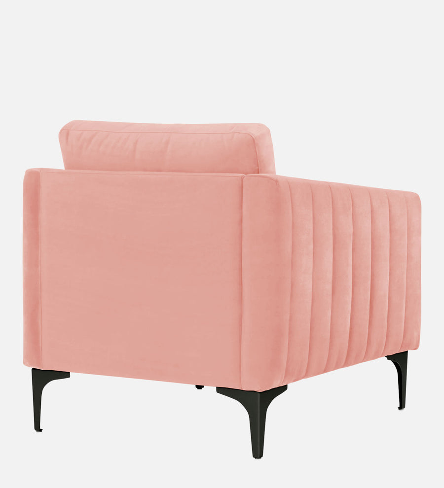 Haru Velvet 1 Seater Sofa In Blush Pink Colour - Febonic Living