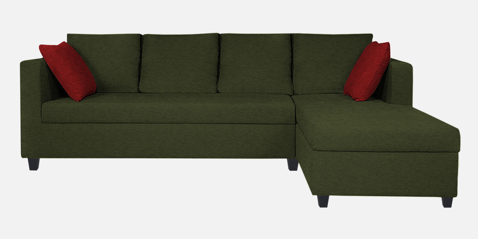 Nebula Fabric LHS Sectional Sofa (3+Lounger) in Olive Green Colour