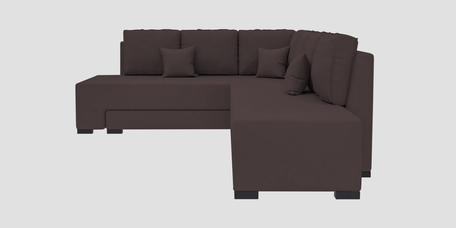 Corby Velvet Lhs 6 Seater Convertible Sofa Cum Bed In Mocha Brown Colour - Febonic Living