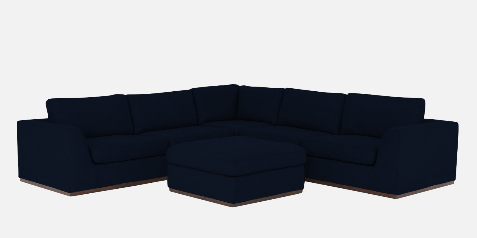 Freedom Velvet 6 Seater LHS Sectional Sofa In Dark Blue Colour With Ottoman