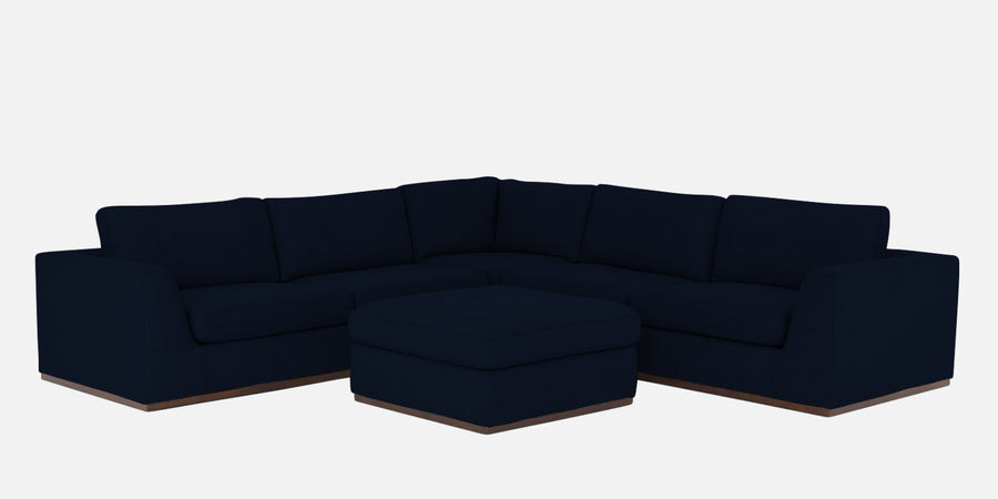 Freedom Velvet 6 Seater Lhs Corner Sofa In Dark Blue Colour With Ottoman - Febonic Living