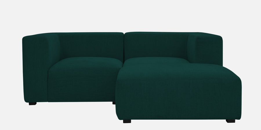 Dora Velvet Lhs Sectional Sofa 2 Ottoman Lounger In Forest Green Colour - Febonic Living