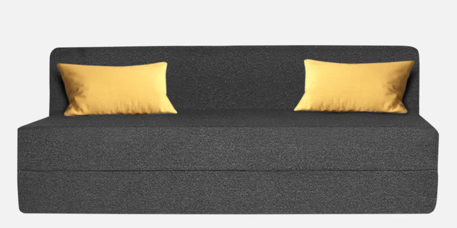 Fleepy Fabric 3 Seater Foldable Sofa Cum Bed In Charcoal Grey Colour - Febonic Living
