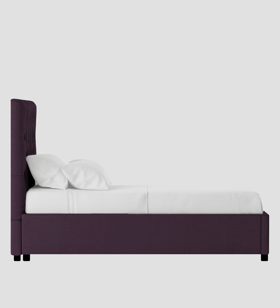 Isko Fabric Upholstered Single Size Bed In Greek Purple Colour With Box Storage - Febonic Living