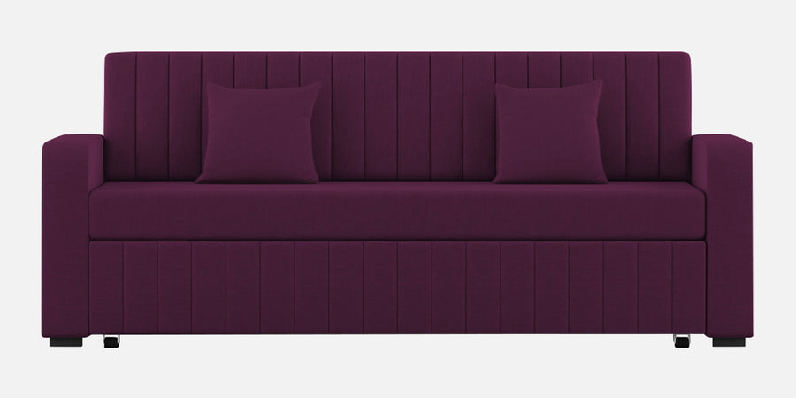 Calra Fabric 3 Seater Pull Out Sofa Cum Bed In Greek Purple Colour With Storage - Febonic Living