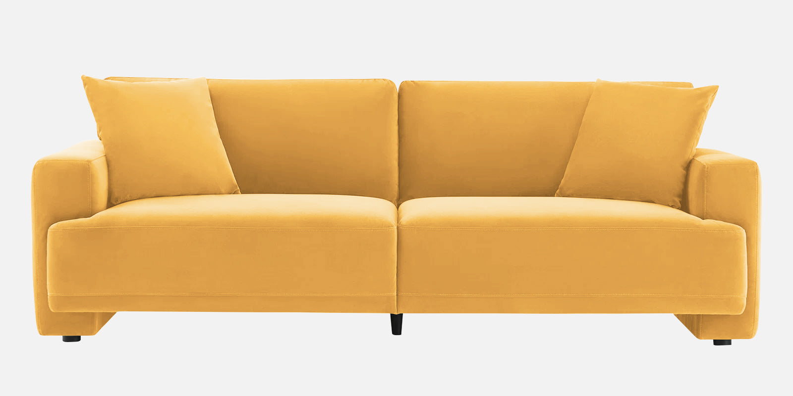 Kosta Velvet 3 Seater Sofa in Turmeric Yellow Colour