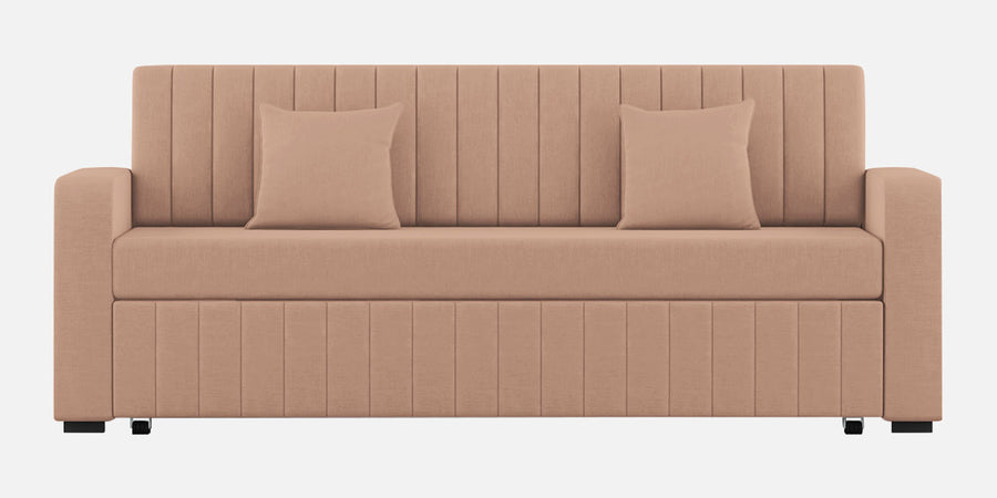 Calra Fabric 3 Seater Pull Out Sofa Cum Bed In Cosmic Beige Colour With Storage - Febonic Living