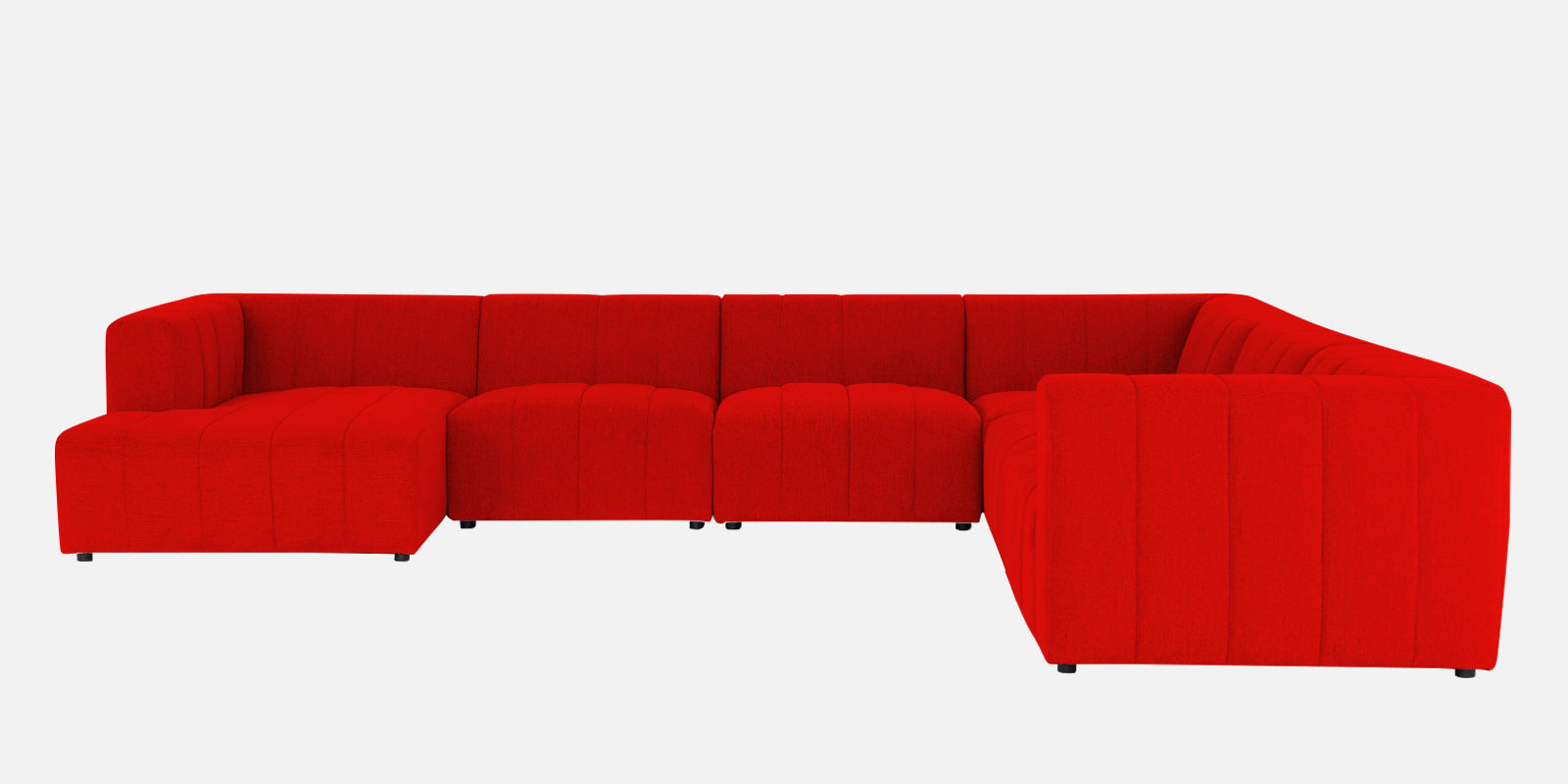 Damo Fabric RHS 8 Seater Sectional Sofa In Ruby Red Colour