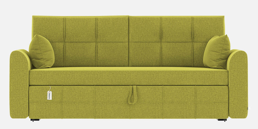 Ines Velvet 3 Seater Pull Out Sofa Cum Bed In Parrot Green Colour With Storage - Febonic Living