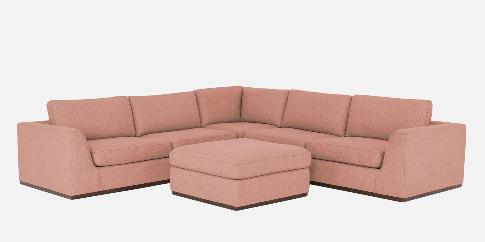 Freedom Velvet 6 Seater LHS Sectional Sofa In Blush Pink Colour With Ottoman