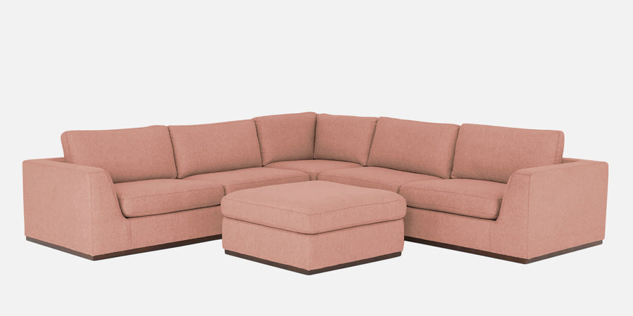 Freedom Velvet 6 Seater Lhs Corner Sofa In Blush Pink Colour With Ottoman - Febonic Living