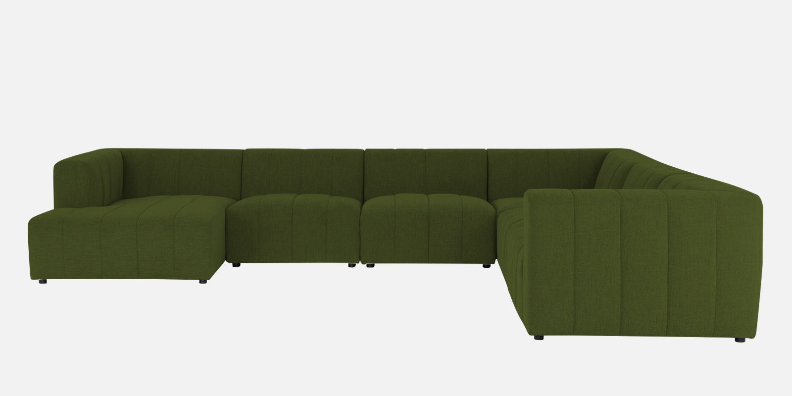 Damo Fabric RHS 8 Seater Sectional Sofa In Olive Green Colour