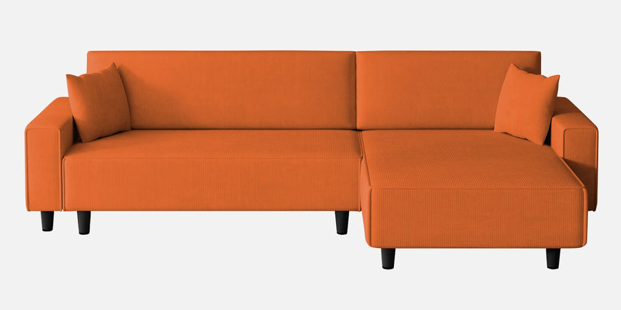 Peach Fabric Lhs 6 Seater Sofa Cum Bed With Storage In Vivid Orange Colour - Febonic Living