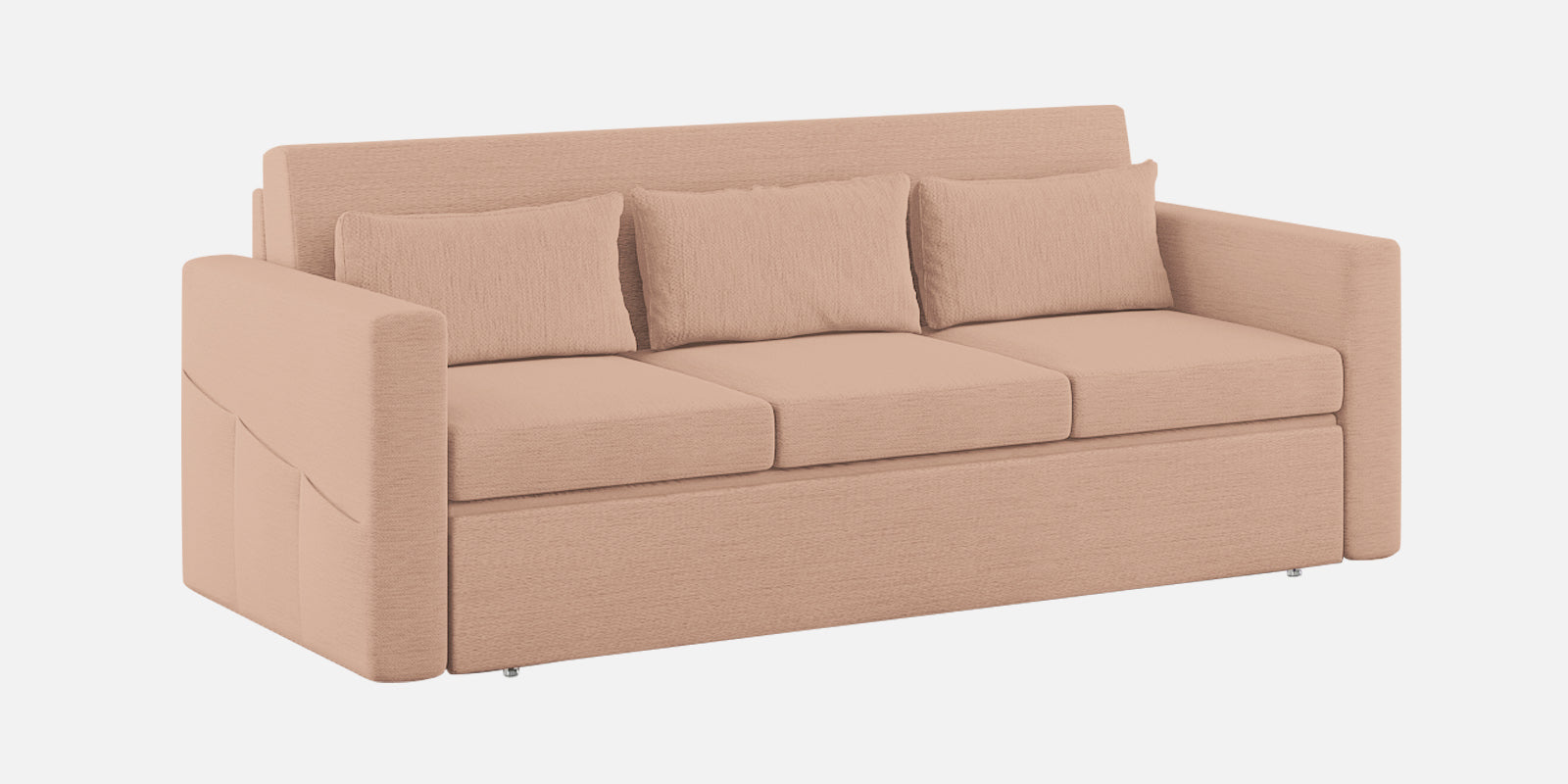 River Fabric 3 Seater Pull Out Sofa Cum Bed In Cosmic Beige Colour