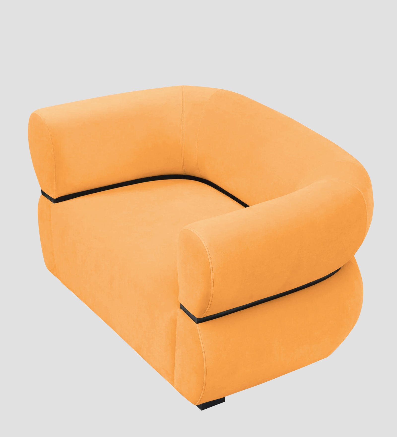 Kula Velvet 1 Seater Sofa In Tangerine Orange Colour