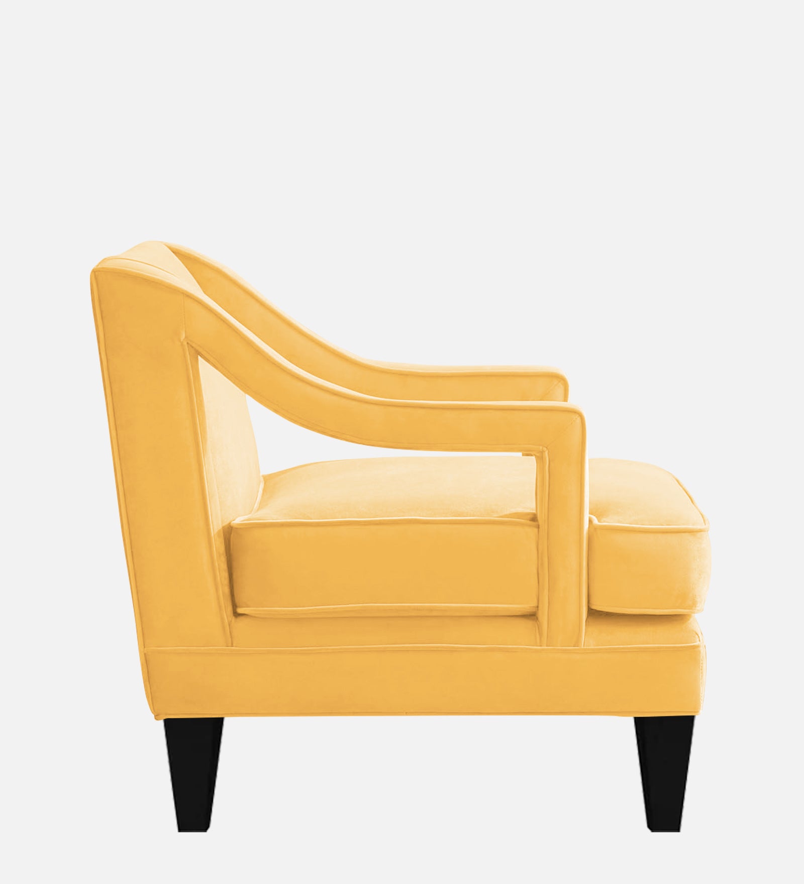 Daffy Velvet 1 Seater Sofa In Turmeric Yellow Colour