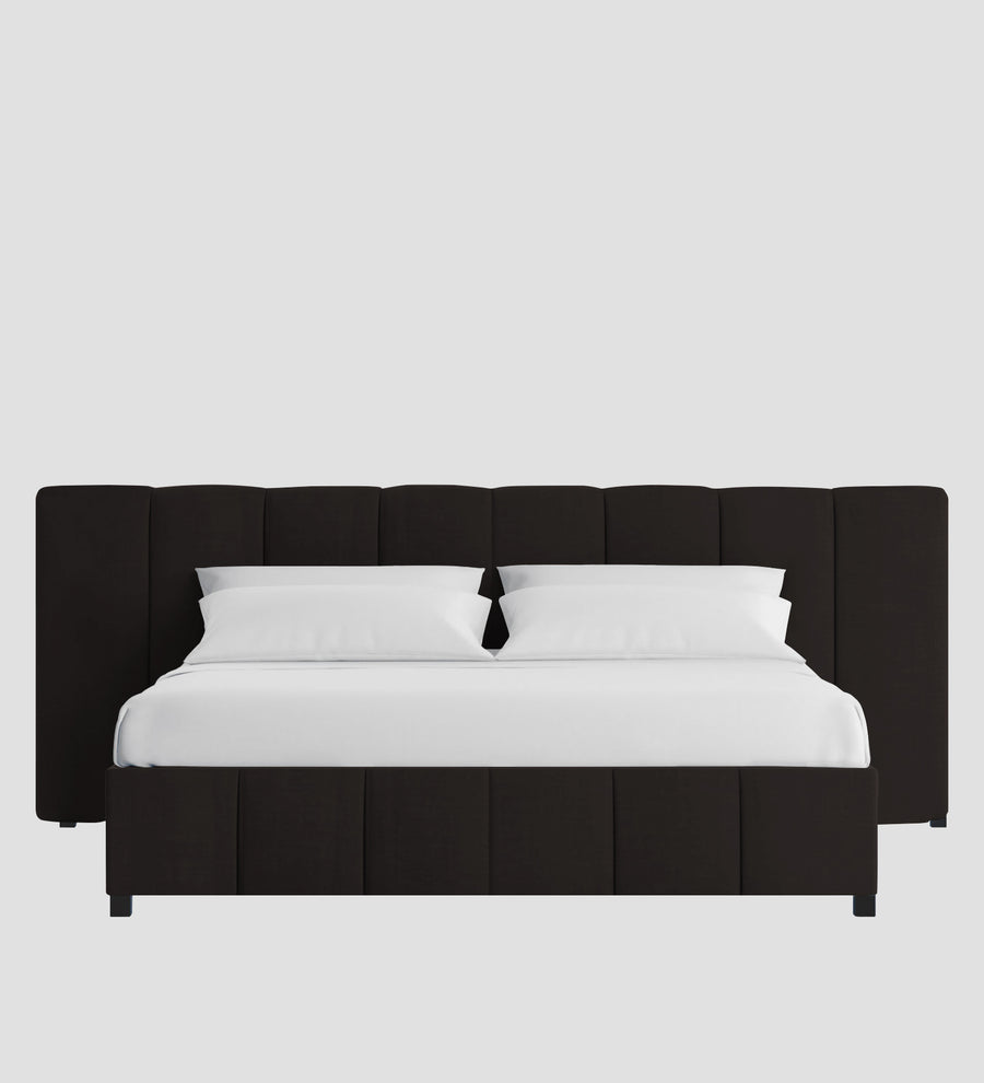 Nora Fabric Upholstered King Size Bed In Cara Brown Colour With Box Storage - Febonic Living